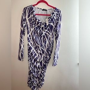 Size medium, purple, and white maxi dress